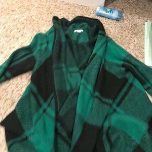 Green and black flannel sweater cardigan